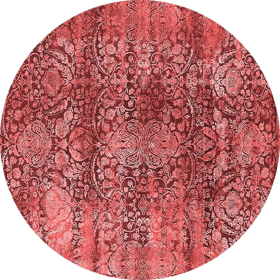 Ahgly Company Indoor Round Oriental Red Industrial Area Rugs, 7' Round