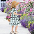 thumbnail image 5 of FORMRS Girls Short Sleeve Dress Summer Casual Round Neck A-line Beach Sundress, Sizes 2T-8T, Green Penguins Pattern, 5 of 8