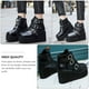 thumbnail image 5 of 1 par de botas cortas de tubo para mujer, botas de tacón grueso, botas retro de punta redonda para mujer, 5 of 8