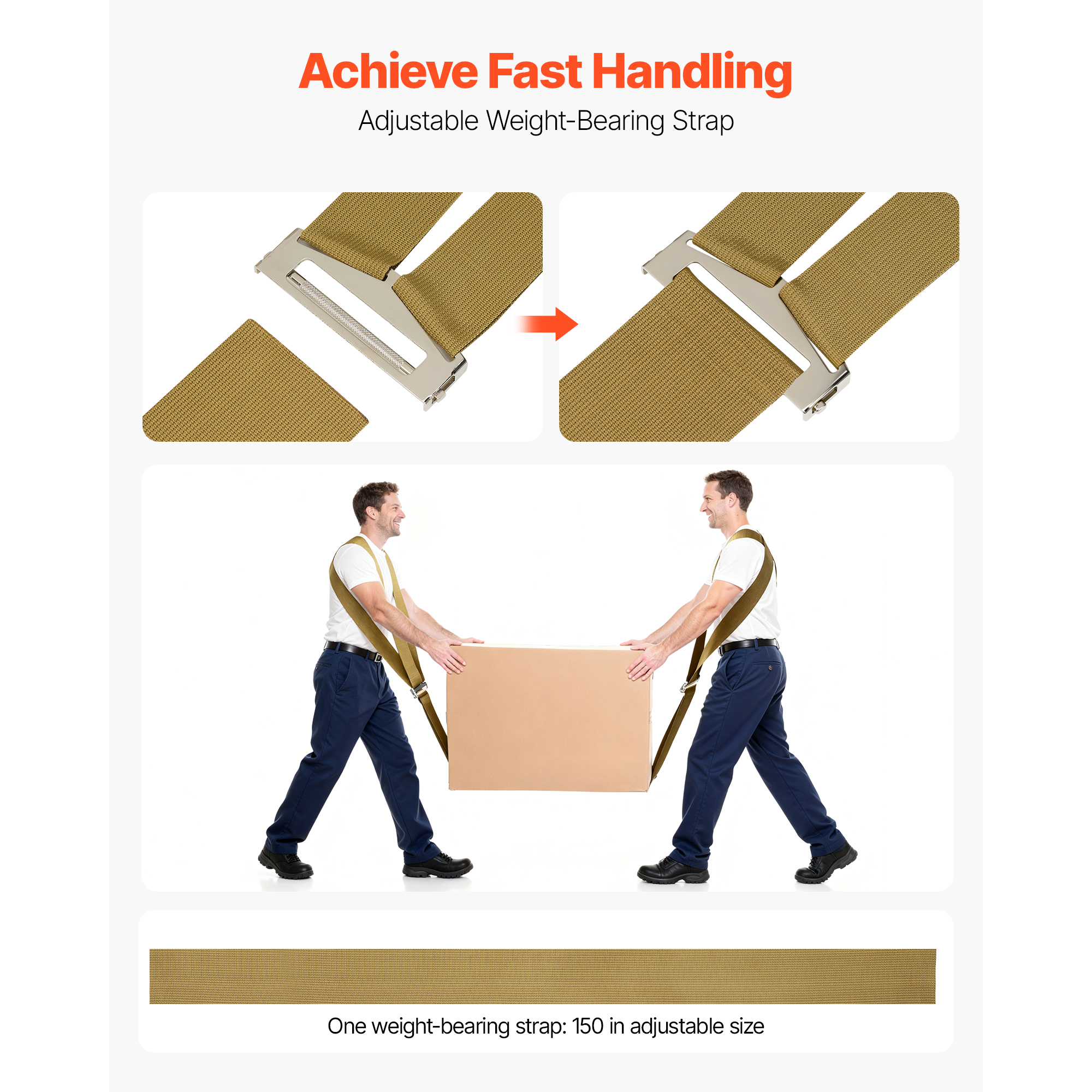 KFFKFF Adjustable Moving Straps, Supports up to 1000 lbs, 2-Person Lifting System with Harness Straps & Load-bearing Strap, Ideal for Moving Furniture, Appliances, and Mattresses