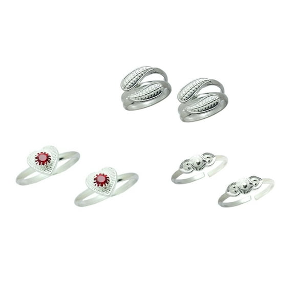 Kamada Creations Ethnic Silver Toe ring Pair Combination