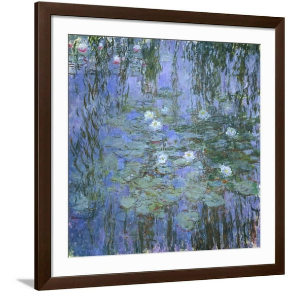 Art.com Waterlily Pond, C. 1916-19 Giclee Print by Claude Monet, Brown Frame Wall Art, 38" x 38"