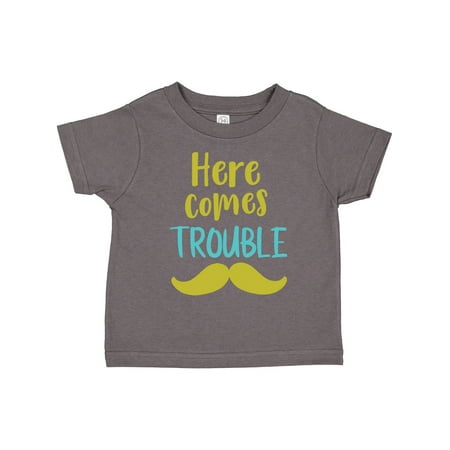 

Inktastic Here Comes Trouble Mustache Moustache Gift Toddler Boy or Toddler Girl T-Shirt