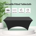 thumbnail image 3 of Qucyy 2 Pack 8 Ft Spandex Rectangular Tablecloth,Washable,Wrinkle Resistant,Stretchable Rectangular Black Tablecloth,Suitable for Weddings,Banquets,Cocktail Parties,Supplier Booths, 3 of 5