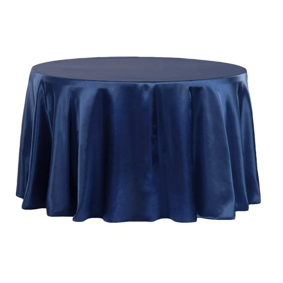 1 Pc, Satin 132" Round Tablecloth - Navy Blue(Machine Washable & Cool Dry) For Wedding Or Event Decor
