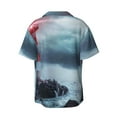 thumbnail image 2 of Balery Lighthouse in a Stormy Sea Men's Casual Button Down Shirt Short Sleeve Textured Summer Cuban Beach Shirts-XX-Large, 2 of 7