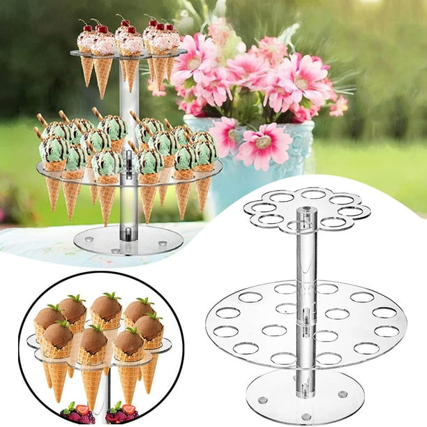 Glacée Cornet Support,Grille à Cônes pour Cupcakes,Porte-Cornet de crème glacée,avec 16 Trous,Pliable Support de Cuisson pour Cupcakes pour cônes de crème glacée,Cupcakes,10.8x7.9x3.5in, Cupcake