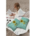 thumbnail image 3 of Pack of 2 Outdoor Pillow Covers, You Are May Sunshine Sunflower Teal Green Waterproof Square Throw Pillowcase Cushion Decorative Pillow Covers for Couch Patio Tent, 20x12 in, 3 of 6