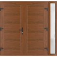 thumbnail image 3 of Front Exterior Prehung Metal-Plastic Double Doors / MANUX 8111 Walnut / Sidelite Exterior Window / Office Commercial and Residential Doors Entrance Patio Garage 86 x 80, 3 of 5
