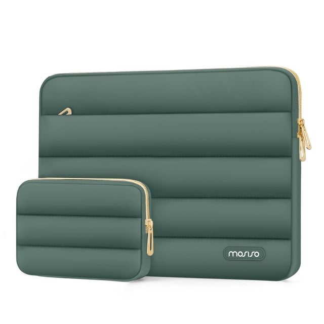 Funda para portátil MOSISO Puffy Sleeve de 13.3 pulgadas, color verde esmeralda