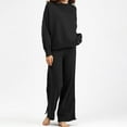 thumbnail image 6 of WTOBBY Women's Casual Knit Sweater and Wide Leg Pants Two-Piece Set, Loose Fit Comfortable Lounge Wear Outfit for Fall Winter, Fashionable Tracksuit with Soft Touch,Black One Size, 6 of 6
