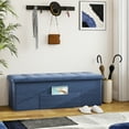 thumbnail image 2 of Topbuy Navy storage Ottoman Fabric Folding Storage Chest with Divider Bed End Bench, 2 of 10