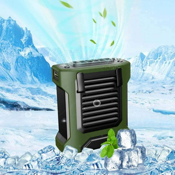 Ventilador de cintura colgante, potente banco de energía eólica, linterna, iluminación para exteriores, construcción pequeña, ventilador de cintura colgante, potente ventilador de 4000 mAh