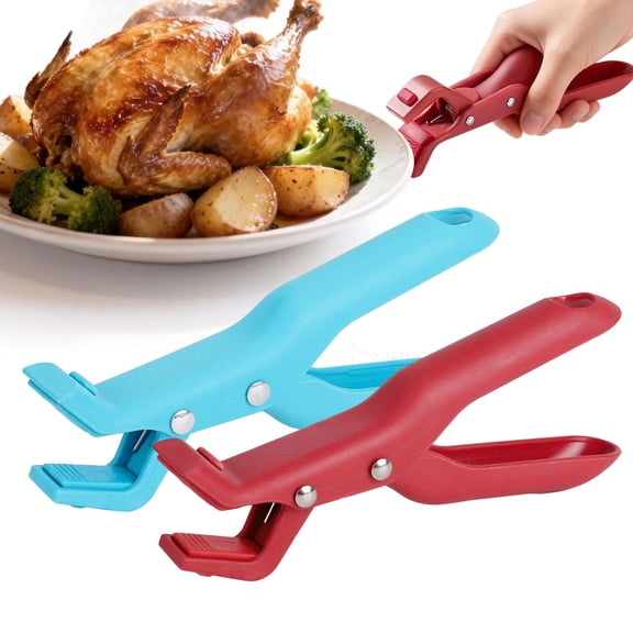Spencer 2pcs Hot Plate Grippers Multi-Function Anti-Scald Bowl Clip with Non-Slip Silicone Head, Heat-Resistant Tongs for Microwave Dishes, Bowls, Dishes, Pans, and Cookware