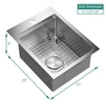 thumbnail image 3 of TORVA Drop-in Bar Sink, 15x20 inch RV Kitchen Sink,16 Gauge Stainless Steel Topmount Single Bowl Sink with Cutting Board - 9 Inches Deep Bar/Prep Basin, 3 of 5