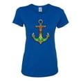 thumbnail image 2 of Trippy Mandala Nautical Colorful Mosaic Anchor | Womens Fashion Graphic T-Shirt, Royal, Small, 2 of 4