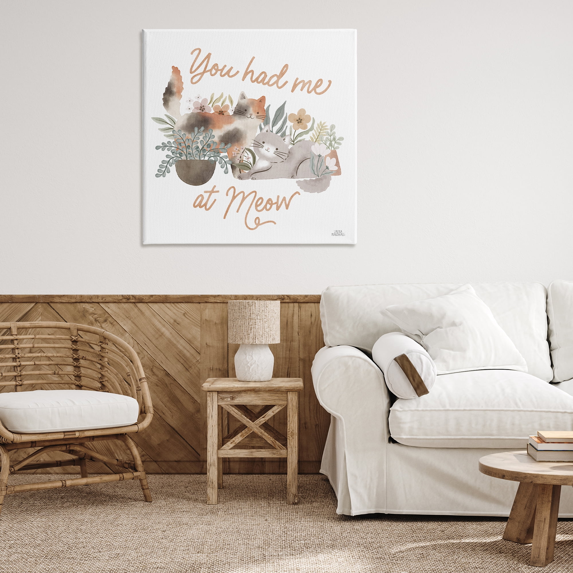 Stupell Industries Meow Garden Friends Animals & Insects Painting Gallery Wrapped Canvas Art Print Wall Art, 36 x 36