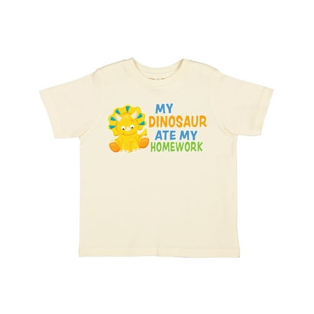 

Inktastic My Dinosaur ate my Homework with Cute Dinosaur Gift Toddler Boy or Toddler Girl T-Shirt