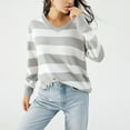 thumbnail image 6 of jtjvou Oversized Trendy Striped Sweater Tops for Women Long Sleeve V-Neck Casual Pullover 2024 Trendy Fall Outfits,Gray,M, 6 of 6