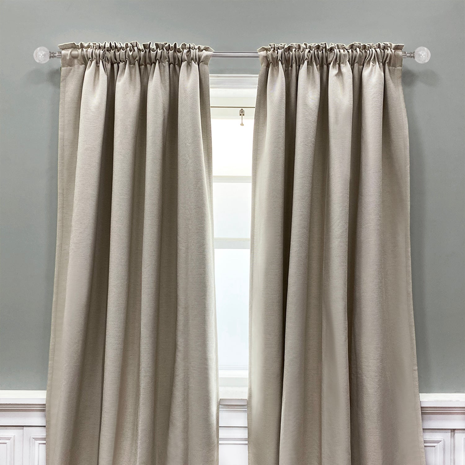Lumi 66 in. - 120 in. Telescoping 3/4 in. Single Curtain Rod Kit in Brushed Nickel with Crackled Ball Finial