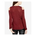 thumbnail image 2 of Womens Cold-Shoulder Slub Pullover Top, 2 of 2