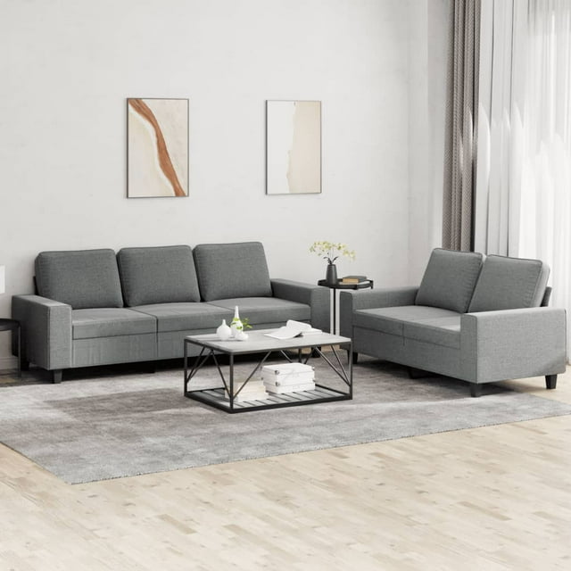 vidaXL Ensemble de Canapé 2 Pcs Tissu Gris Foncé