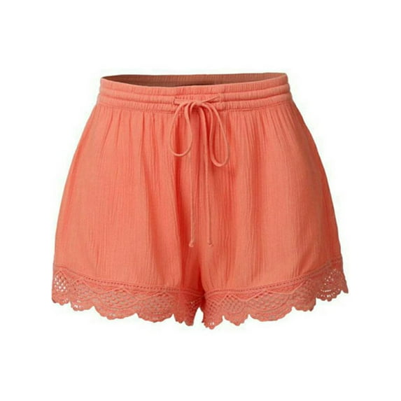 PALACLOTH Plus Size Drawstring Waist Casual Shorts Womens Jersey Short with Pockets