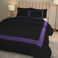 thumbnail image 4 of DNG Creations 3 Piece Full Black And Purple Border Line Pattern Duvet Cover - 100% Egyptian Cotton, 800 Thread Count ( Full/Queen ), 4 of 5