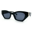 thumbnail image 3 of Womens Mod Fashion Rectangular Cat Eye Thick Temple Designer Sunglasses All Black, 3 of 4