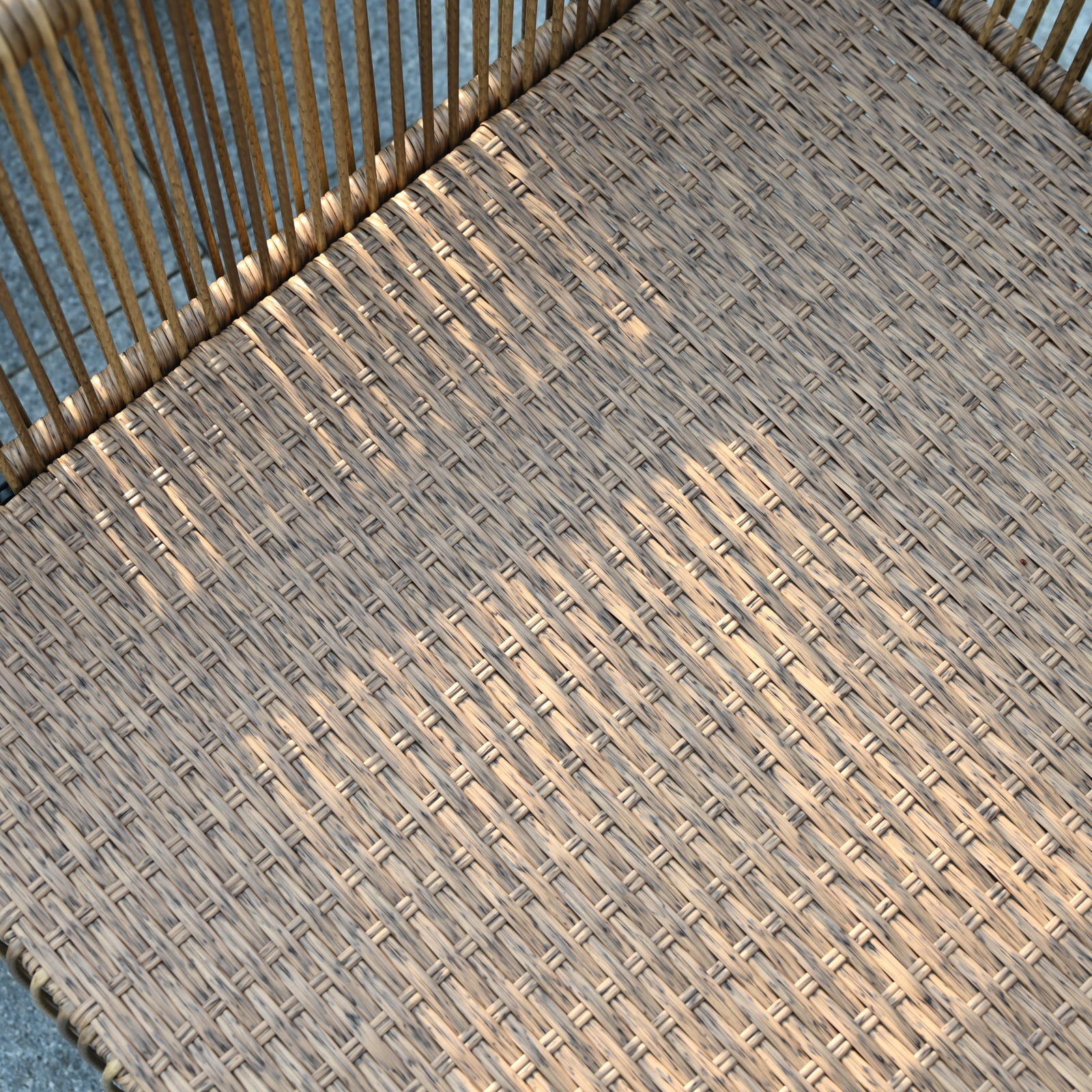 Outdoor PE Brown Wicker 2 Seats Sofa with Grey Cushion and Table Set