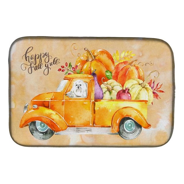 Carolines Treasures CK2626DDM Fall Harvest Maltese Dish Drying Mat