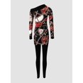 thumbnail image 4 of Conjunto De 2 Piezas Con Estampado De Cadenas, Camiseta Dividida De Manga Larga Y Pantalones Pitillo De Cintura Alta Sólidos, Ropa De Mujer, 4 of 4