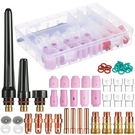 

WhitBeach Welding Torch Stubby Gas Lens #12 Pyrex Glass Cup Kit For WP-17/18/26(71Pcs)