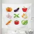 thumbnail image 1 of Vegetable Tapestry, Vegan Menu Pumpkin Eggplant Pepper Tomato Garlic Bunch of Organic Farm Elements, Fabric Wall Hanging Decor for Bedroom Living Room Dorm, 5 Sizes, Multicolor, by Ambesonne, 1 of 1