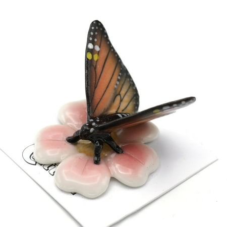 Little Critterz Butterfly Monarch Butterfly "Milkweed" - Hand-painted Home Decor Bird Decorative Figurine - Miniature Porcelain Figurine