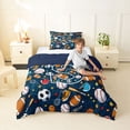 thumbnail image 4 of Erosebridal Ball Print Initial Letter S Twin Comforter Sets,Boys Ball Sport Baseball Football Pattern Bedding Set,Reversible navy blue,2-Piece, 4 of 7