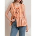 thumbnail image 3 of Biezeib Women's Striped Tank Tops Loose Round Neck Front Tie Up Ruffled Sleeveless Blouse for Summer, 3 of 6