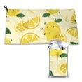 thumbnail image 1 of YFYANG Adult Microfiber Portable Travel Towel, Yellow Cartoon Lemon Doodle Quick Dry Towel with Hiking Buckle PVC Pouch, 16" x 31.5", 1 of 6