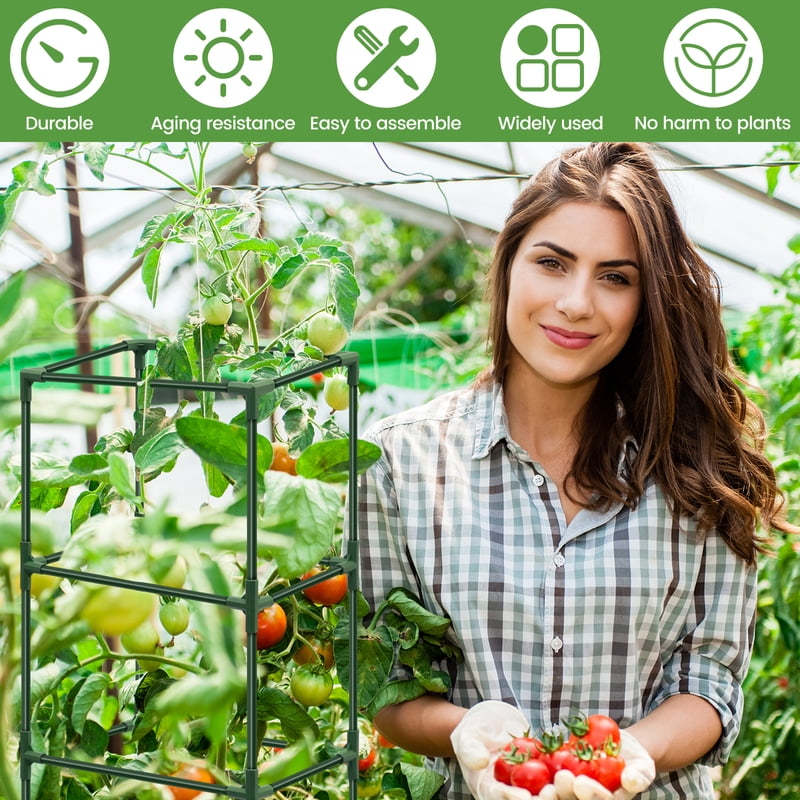 Garden Tomato Plant Cage Support Pole Assembled Tomato Garden Vegetable Cages Plastic Plant Tower Stakes Cucumber Tomato Cage