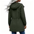 thumbnail image 7 of justHIGH Lined Light Rain Jacket Women Packable Long Raincoat with Hood Drawstring Waisted Waterproof Windbreaker Lightweight Outdoor Trench Coat Army Green,XL, 7 of 7