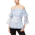 thumbnail image 2 of Marella Womens Silk Off the Shoulder Blouse, Blue, 14, 2 of 2