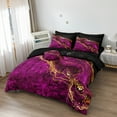 thumbnail image 2 of Black Gold Comforter Set 8 Pcs Hot Pink Marble Bedding Set Bed in A Bag Purple and Black Marble Stone Texture Abstract Room Decor Black Marble Bed Comforter, 2 of 8