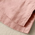 thumbnail image 2 of Women's Linen Shirts Short Sleeve Summer Loose Pollover Solid Color V-Neck Blouse Shirt Pink, 2 of 9