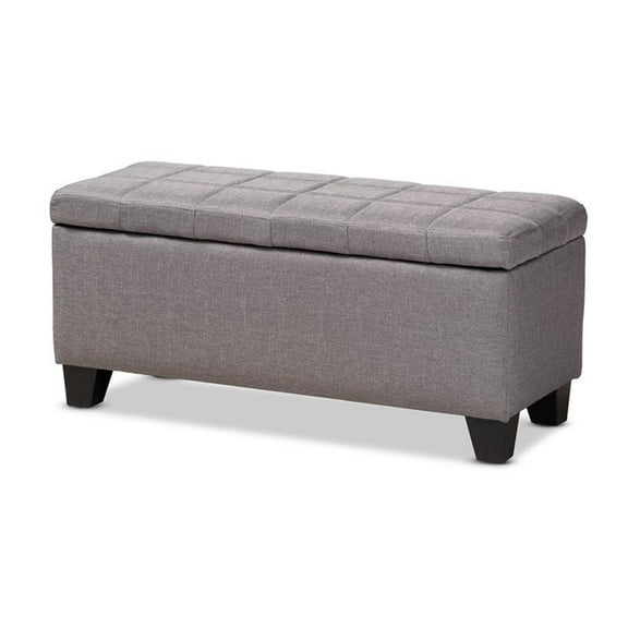 Bowery Hill Tufted Fabric Ottoman with Storage in Gray