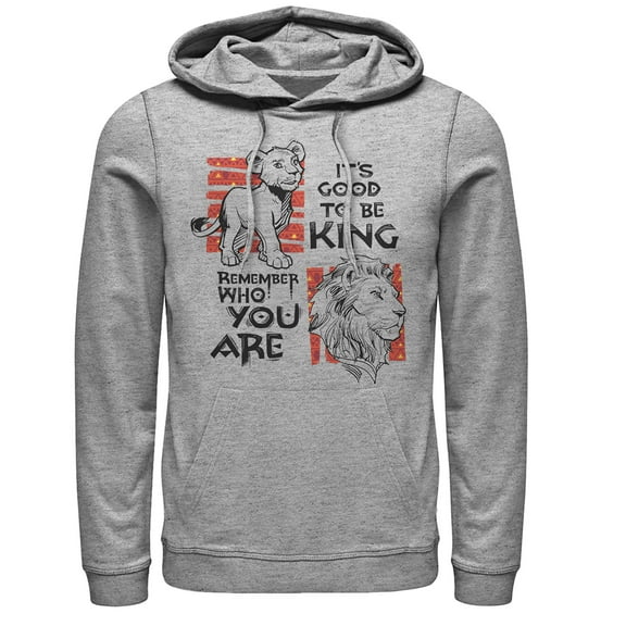 Men's Lion King Good to Be King Pull Over Hoodie Athletic Heather 3X Large
