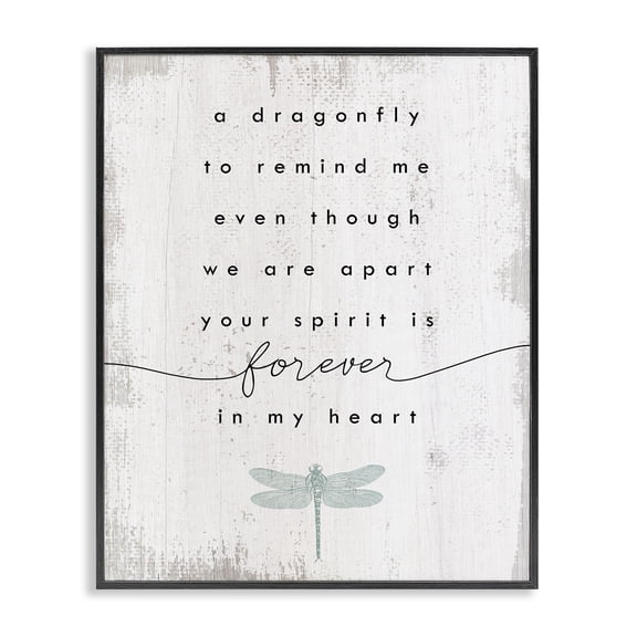 Stupell Industries Farmhouse Dragonfly to Remind Me Grieving Inspirational Insect Phrase Black Framed Giclee Art, 11 x 14, by Lil' Rue