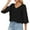 Black, variant on qolati Dressy Tops for Women Summer Casual V Neck Mesh Panel 3/4 Bell Sleeve Blouse Loose Fit Tunic Work Shirts