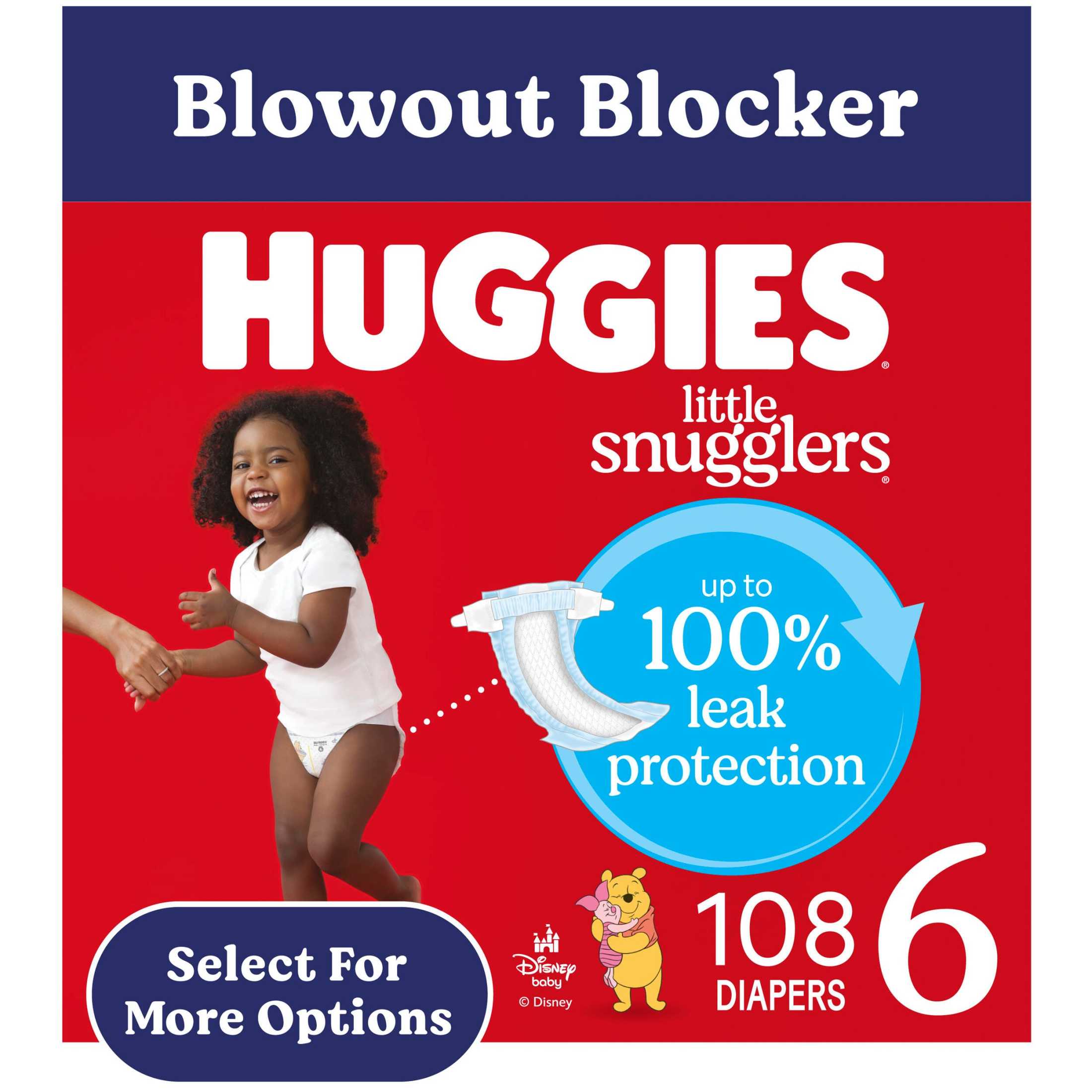 Huggies Little Snugglers Fragrance Free Baby Diapers, Size 6 (35+ lbs), 108 Count (2 Packs of 54) (Select for More)