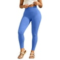thumbnail image 4 of TRUBKH Womens Leggings Women's Footless Leggings Full Length Leggings No Front Seam Yoga Pants Solid Color Tummy Control Leggings Cute Bottoms Plus Size Stretch Jeggings Yoga Blue XL, 4 of 6