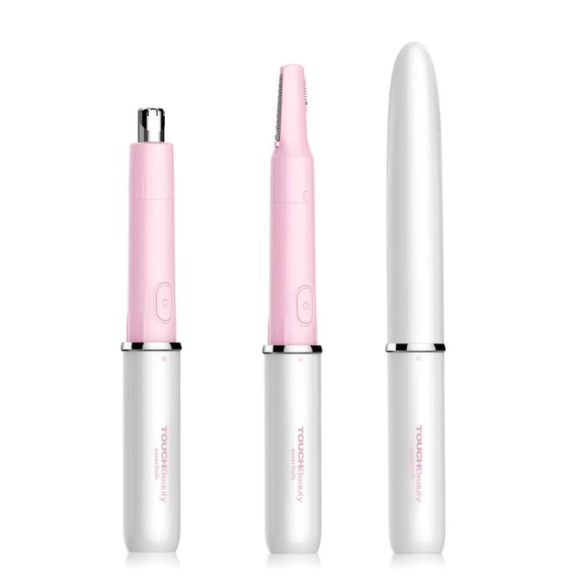 TOUCHBeauty Recortador de cabello para rostro, cejas, nariz, oreja, cuerpo, removedor de cabello todo en uno para mujeres y hombres, afeitadora de doble cuchilla con batería TB-1458